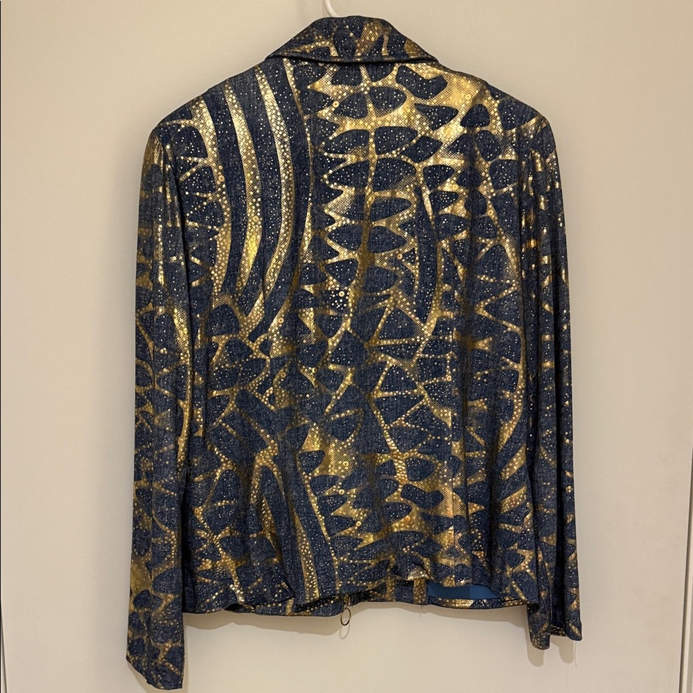 Joseph Ribkoff Gold and Navy Patterned Jacket - Picture 5 of 7